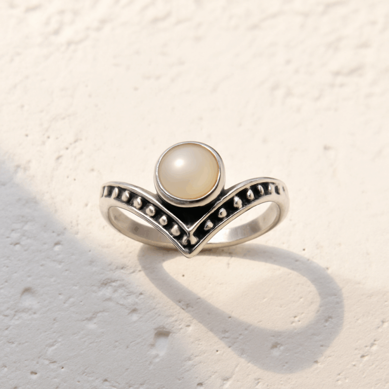 Pierścionek Korona z Perłą