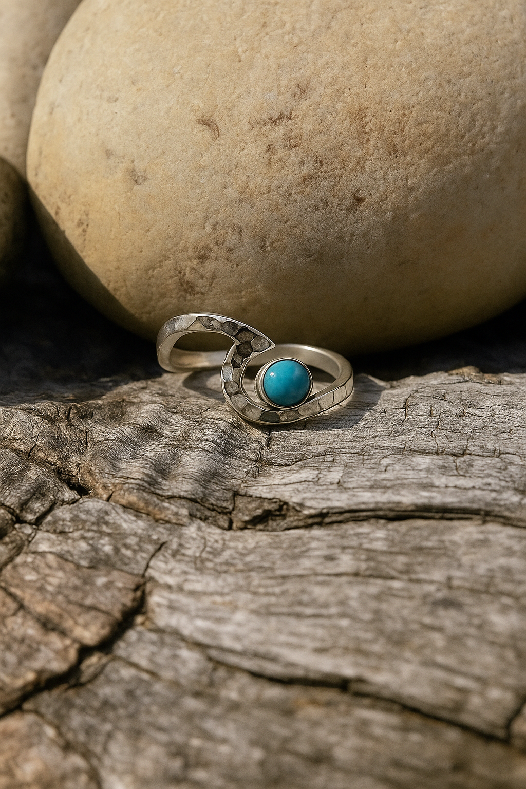 Pierścionek Fala z Turkusem - obrazek 2