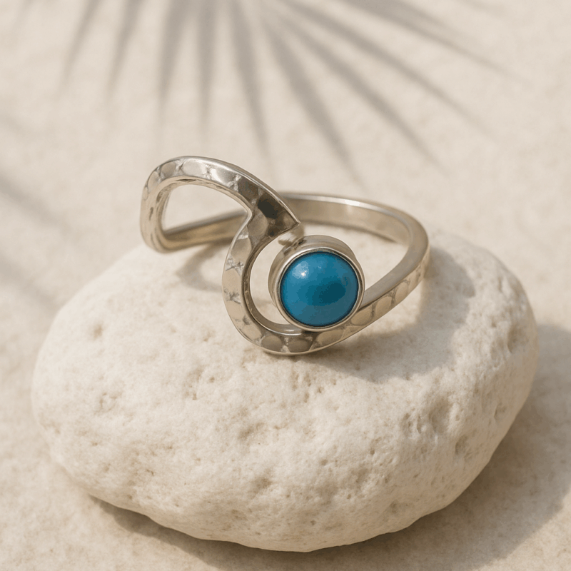 Pierścionek Fala z Turkusem