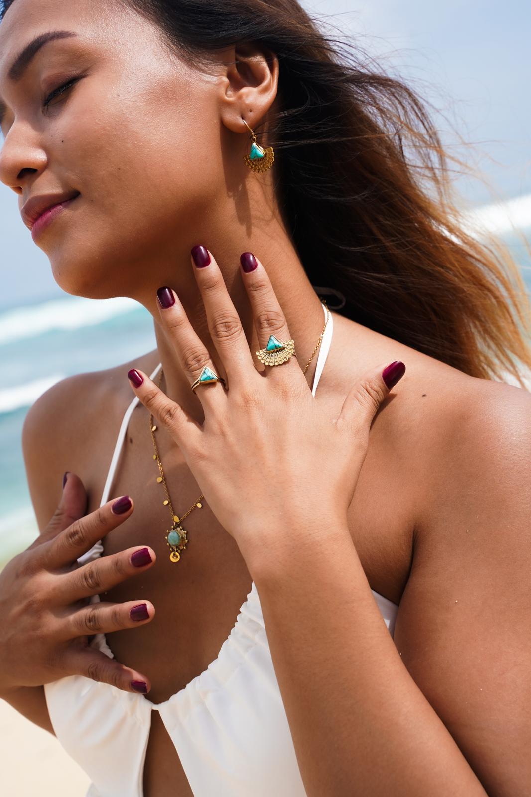 Pozłacany Pierścionek Piramida - obrazek 2